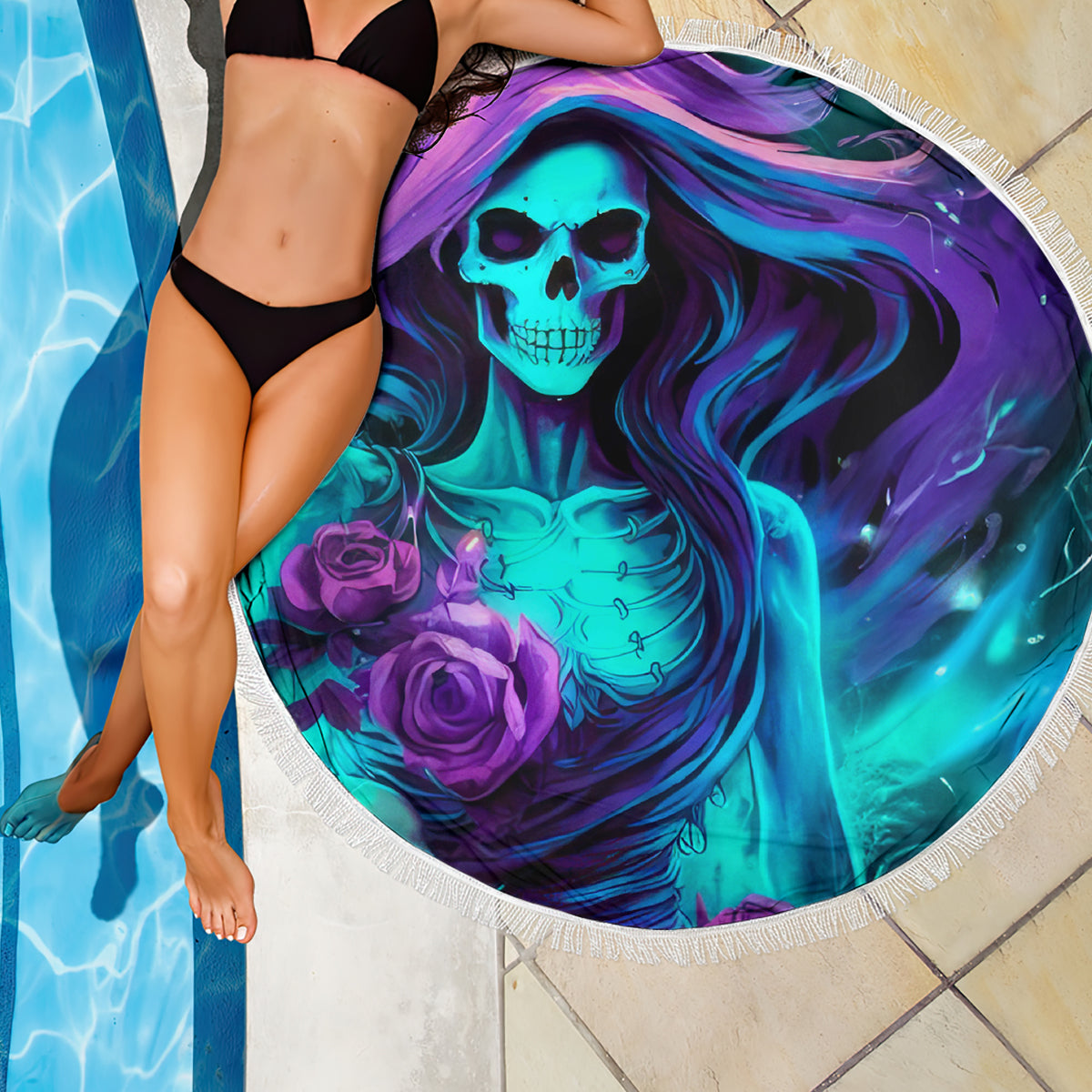 Flame Girl Skull Beach Blanket The Good Girl In Me Got Tired Of The Bullshit - Wonder Print Shop