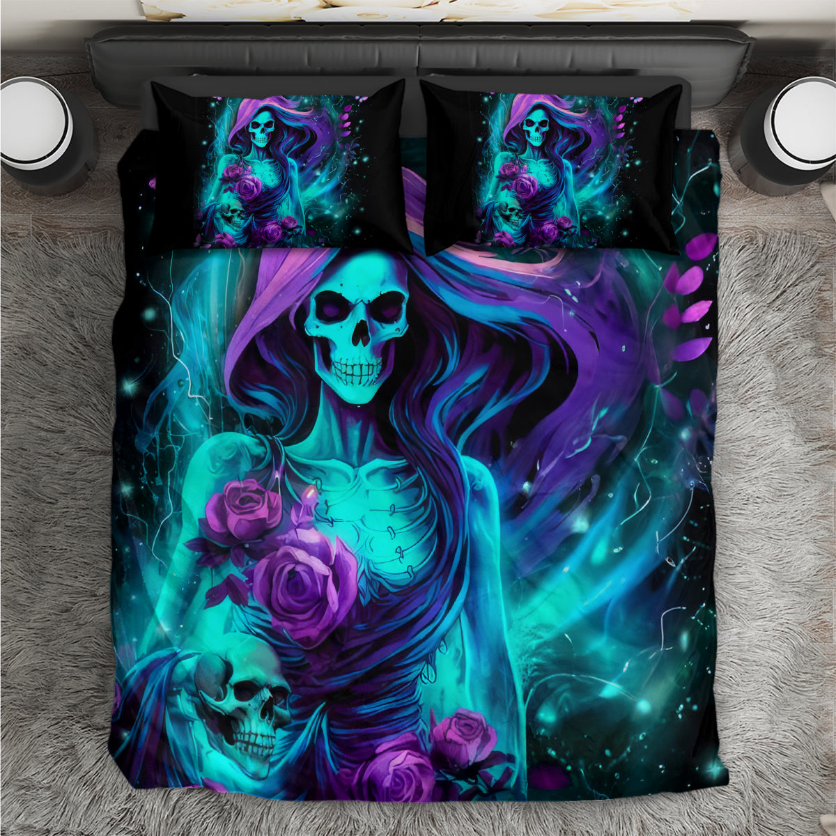 Flame Girl Skull Bedding Set The Good Girl In Me Got Tired Of The Bullshit