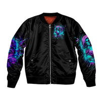 Flame Girl Skull Bomber Jacket The Good Girl In Me Got Tired Of The Bullshit - Wonder Print Shop