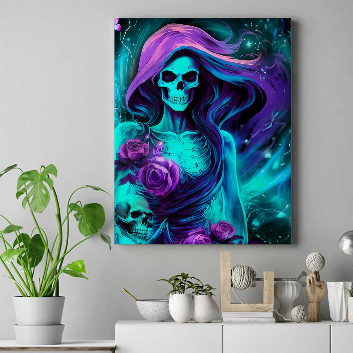 Flame Girl Skull Canvas Wall Art The Good Girl In Me Got Tired Of The Bullshit - Wonder Print Shop