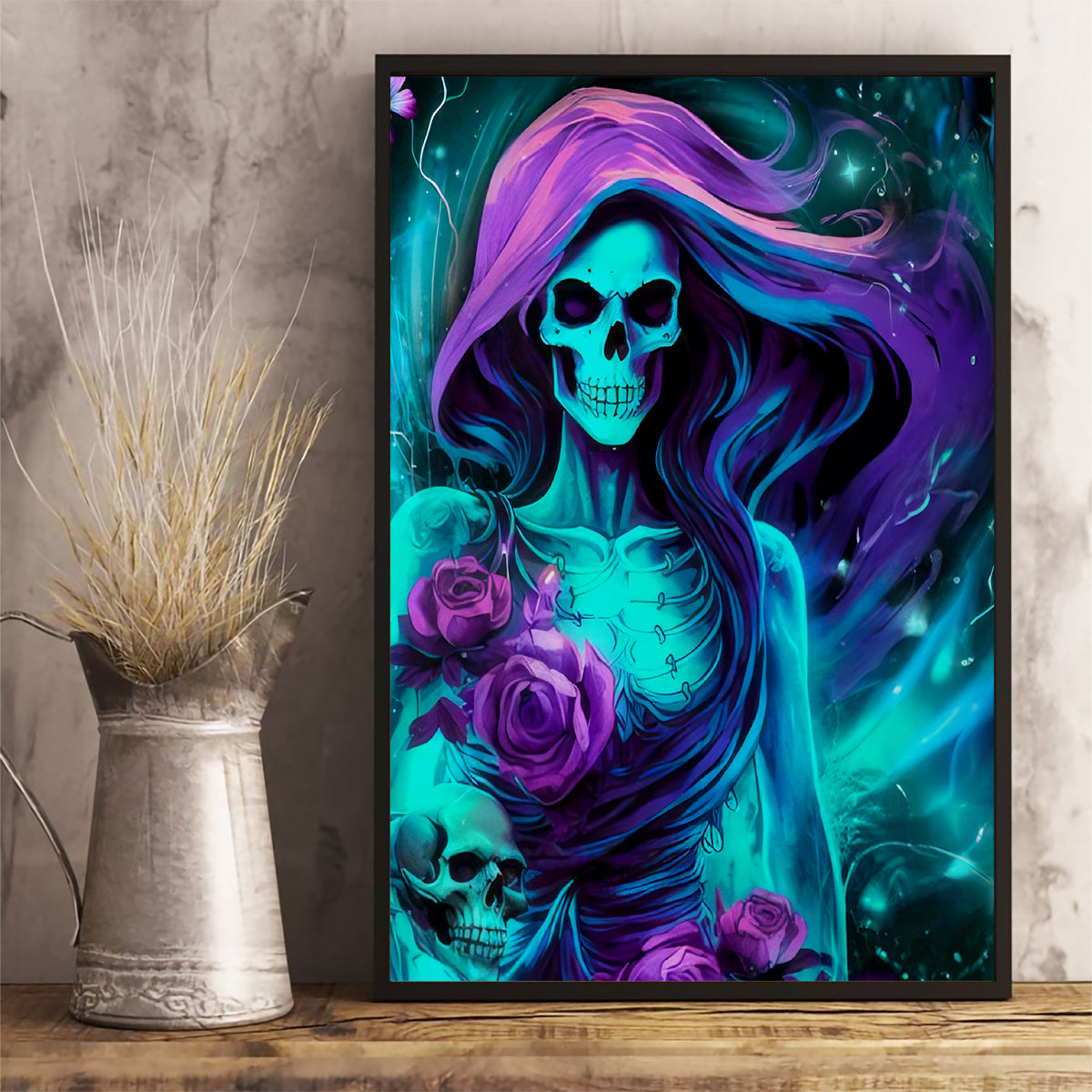 Flame Girl Skull Canvas Wall Art The Good Girl In Me Got Tired Of The Bullshit - Wonder Print Shop