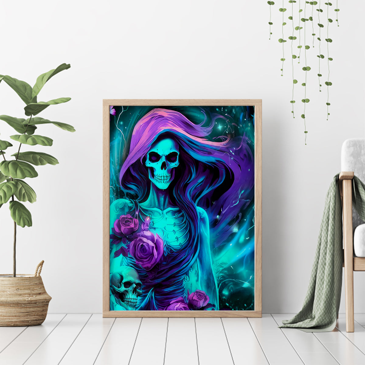 Flame Girl Skull Canvas Wall Art The Good Girl In Me Got Tired Of The Bullshit - Wonder Print Shop