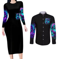 Flame Girl Skull Couples Matching Long Sleeve Bodycon Dress and Long Sleeve Button Shirt The Good Girl In Me Got Tired Of The Bullshit - Wonder Print Shop
