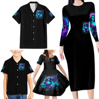 Flame Girl Skull Family Matching Long Sleeve Bodycon Dress and Hawaiian Shirt The Good Girl In Me Got Tired Of The Bullshit - Wonder Print Shop
