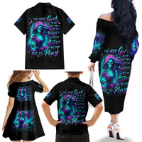 Flame Girl Skull Family Matching Off Shoulder Long Sleeve Dress and Hawaiian Shirt The Good Girl In Me Got Tired Of The Bullshit - Wonder Print Shop