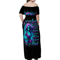 Flame Girl Skull Family Matching Off Shoulder Maxi Dress and Hawaiian Shirt The Good Girl In Me Got Tired Of The Bullshit - Wonder Print Shop