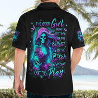 Flame Girl Skull Hawaiian Shirt The Good Girl In Me Got Tired Of The Bullshit - Wonder Print Shop
