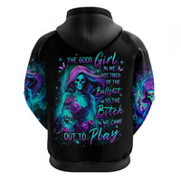 Flame Girl Skull Hoodie The Good Girl In Me Got Tired Of The Bullshit - Wonder Print Shop