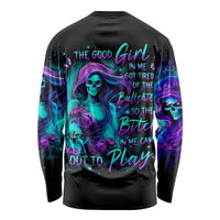 Flame Girl Skull Long Sleeve Shirt The Good Girl In Me Got Tired Of The Bullshit - Wonder Print Shop