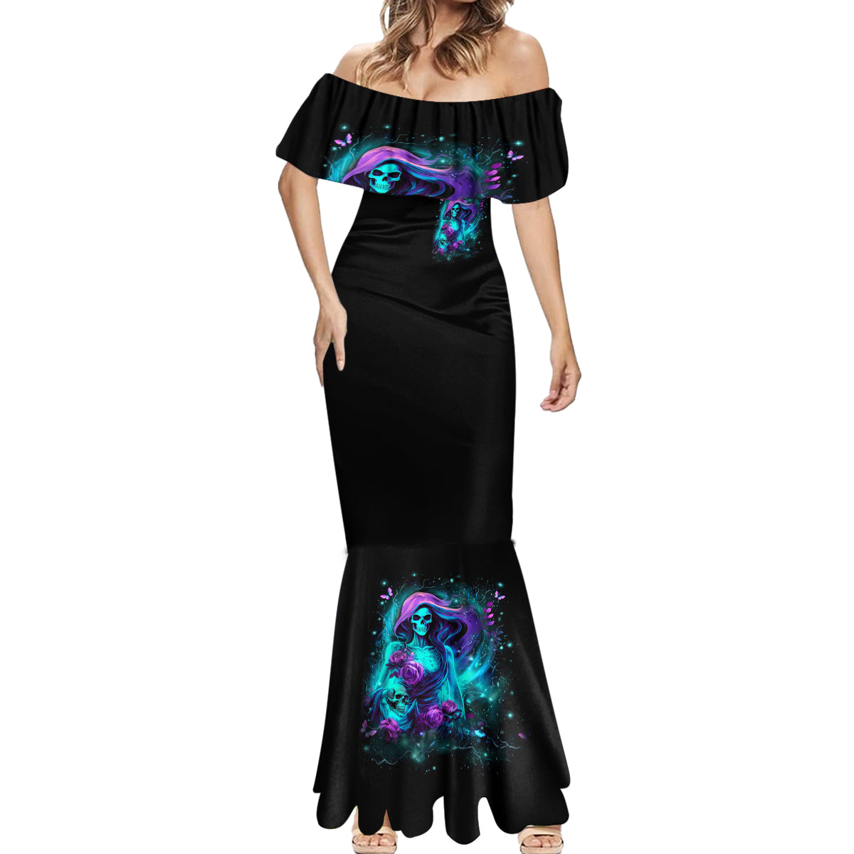 Flame Girl Skull Mermaid Dress The Good Girl In Me Got Tired Of The Bullshit - Wonder Print Shop