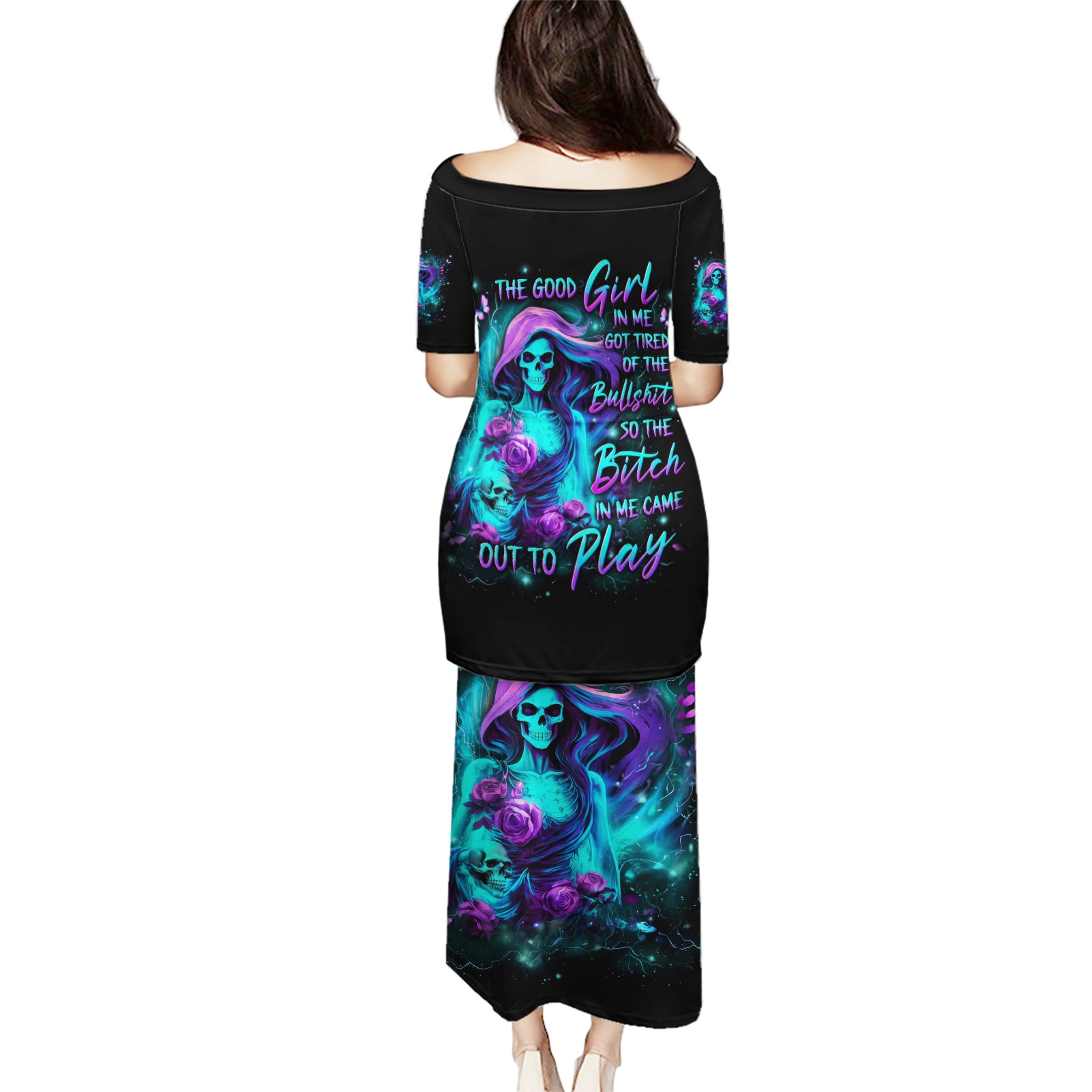 Flame Girl Skull Puletasi The Good Girl In Me Got Tired Of The Bullshit - Wonder Print Shop