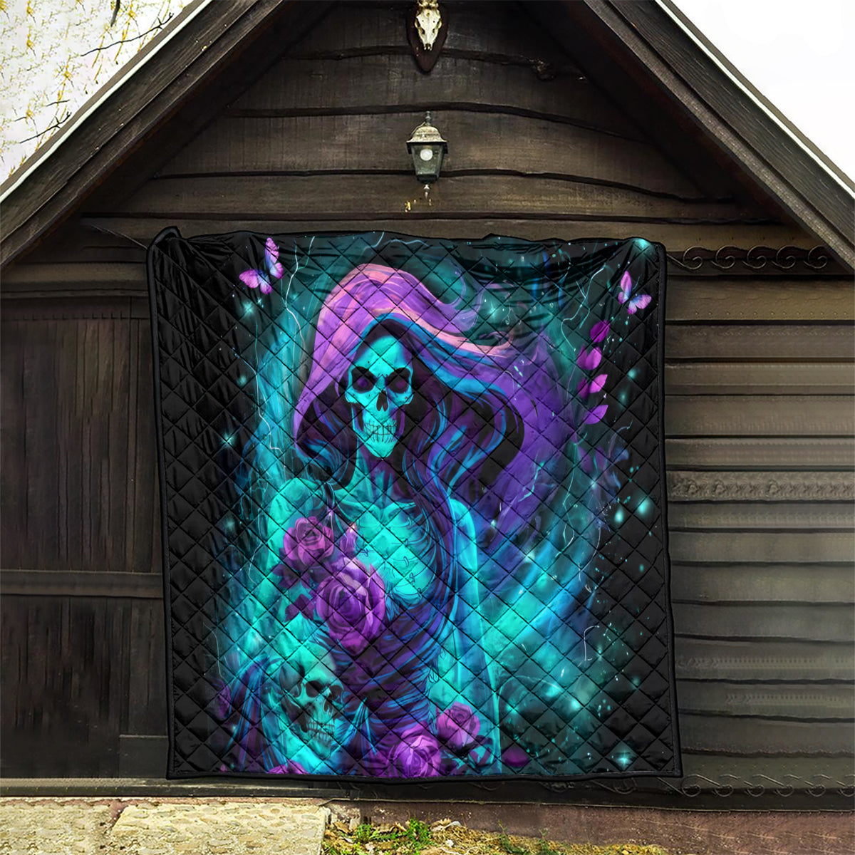 Flame Girl Skull Quilt The Good Girl In Me Got Tired Of The Bullshit - Wonder Print Shop