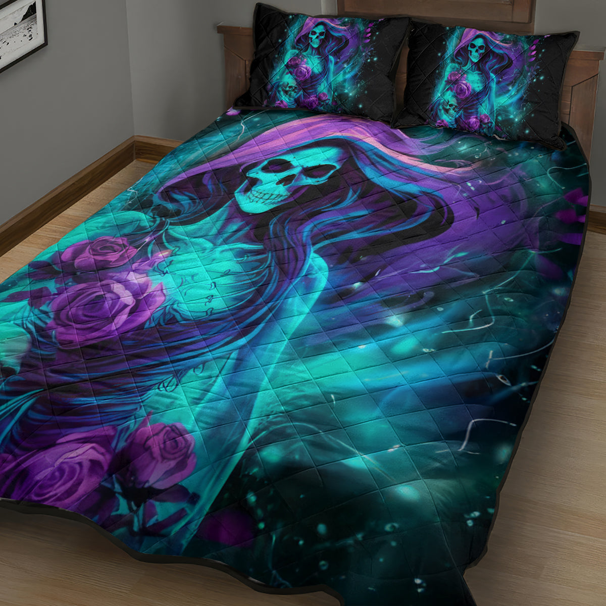 Flame Girl Skull Quilt Bed Set The Good Girl In Me Got Tired Of The Bullshit - Wonder Print Shop