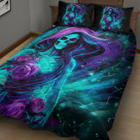 Flame Girl Skull Quilt Bed Set The Good Girl In Me Got Tired Of The Bullshit - Wonder Print Shop