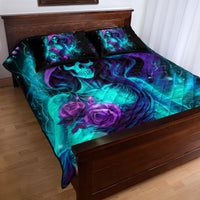 Flame Girl Skull Quilt Bed Set The Good Girl In Me Got Tired Of The Bullshit - Wonder Print Shop