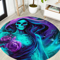 Flame Girl Skull Round Carpet The Good Girl In Me Got Tired Of The Bullshit