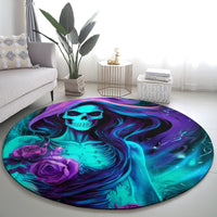 Flame Girl Skull Round Carpet The Good Girl In Me Got Tired Of The Bullshit