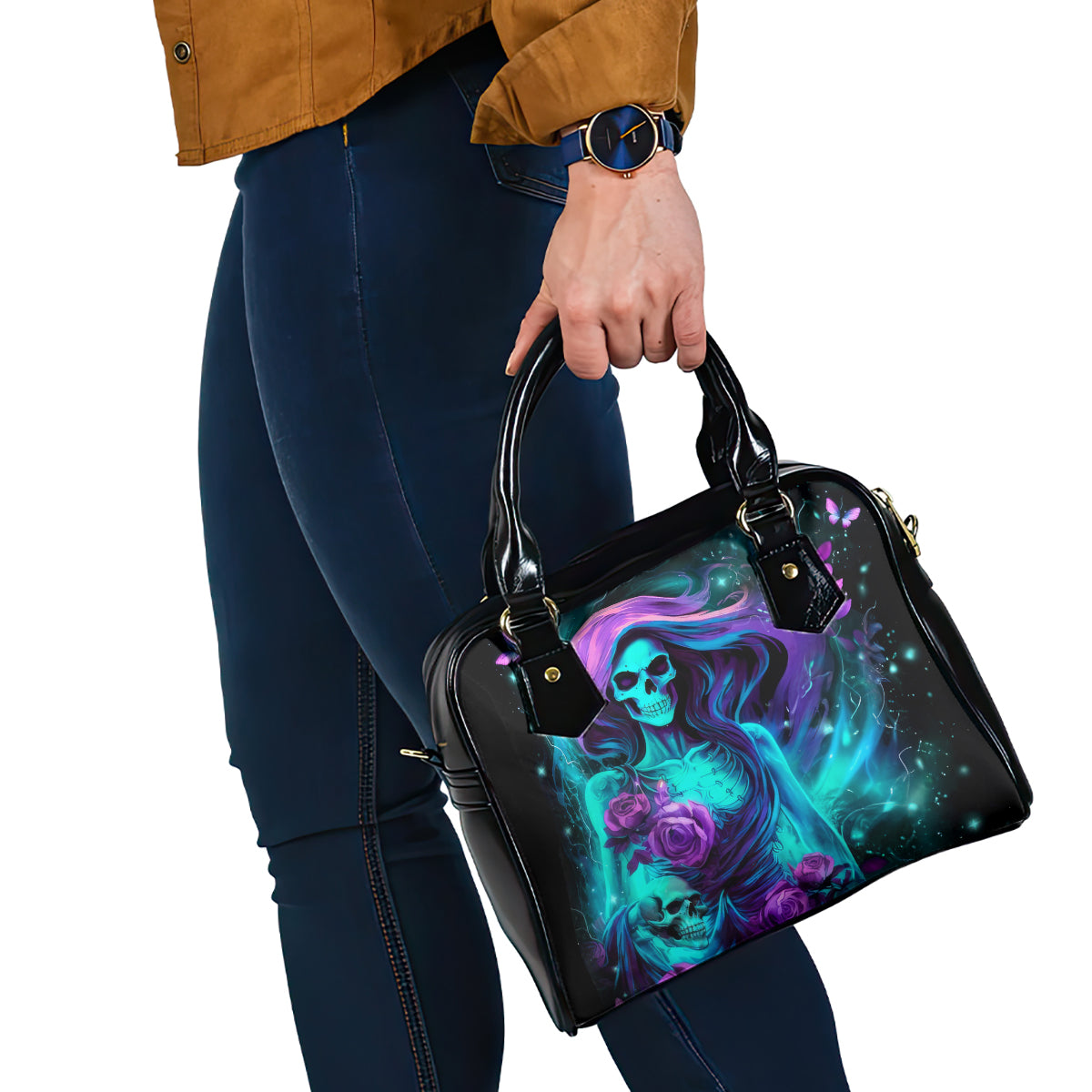 Flame Girl Skull Shoulder Handbag The Good Girl In Me Got Tired Of The Bullshit