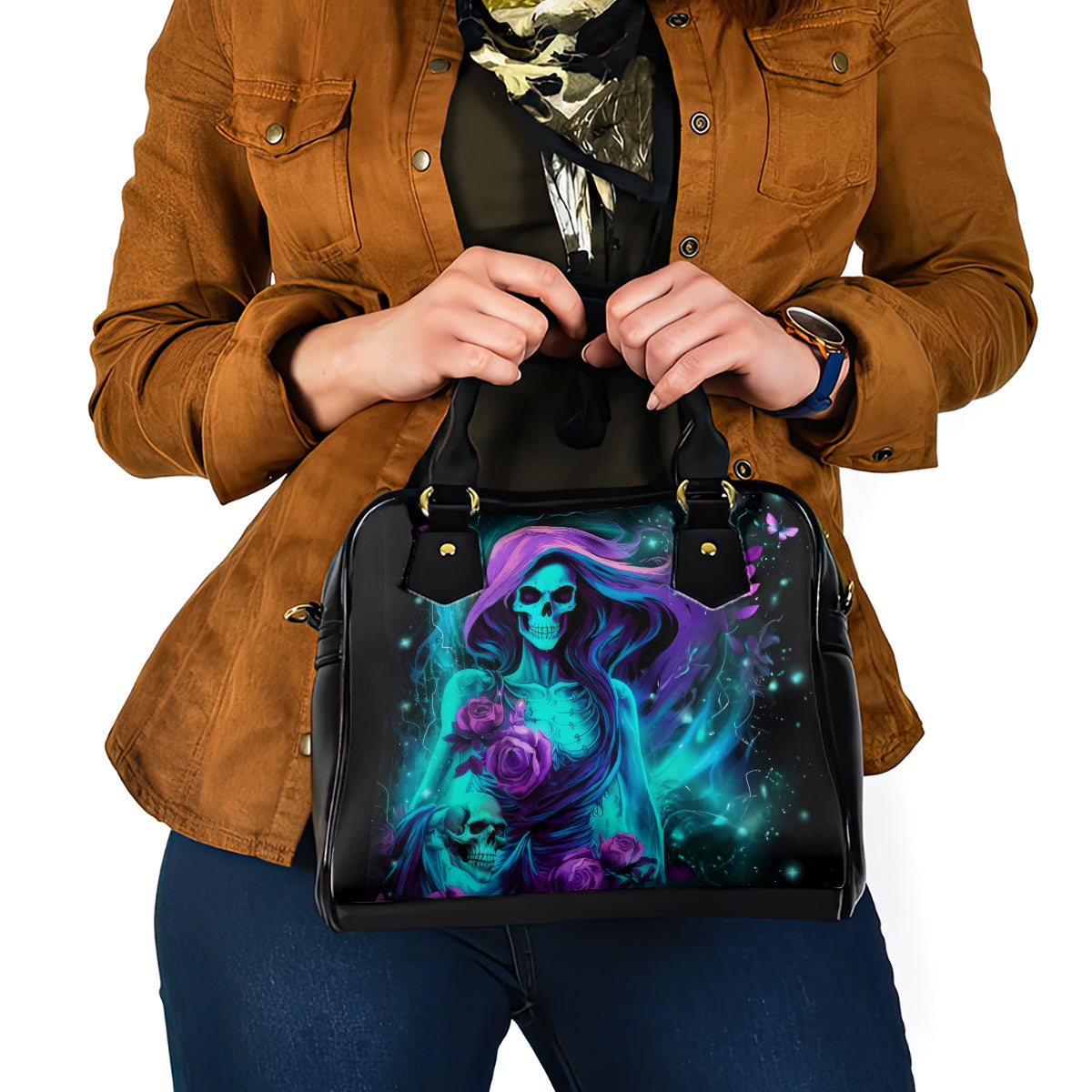 Flame Girl Skull Shoulder Handbag The Good Girl In Me Got Tired Of The Bullshit