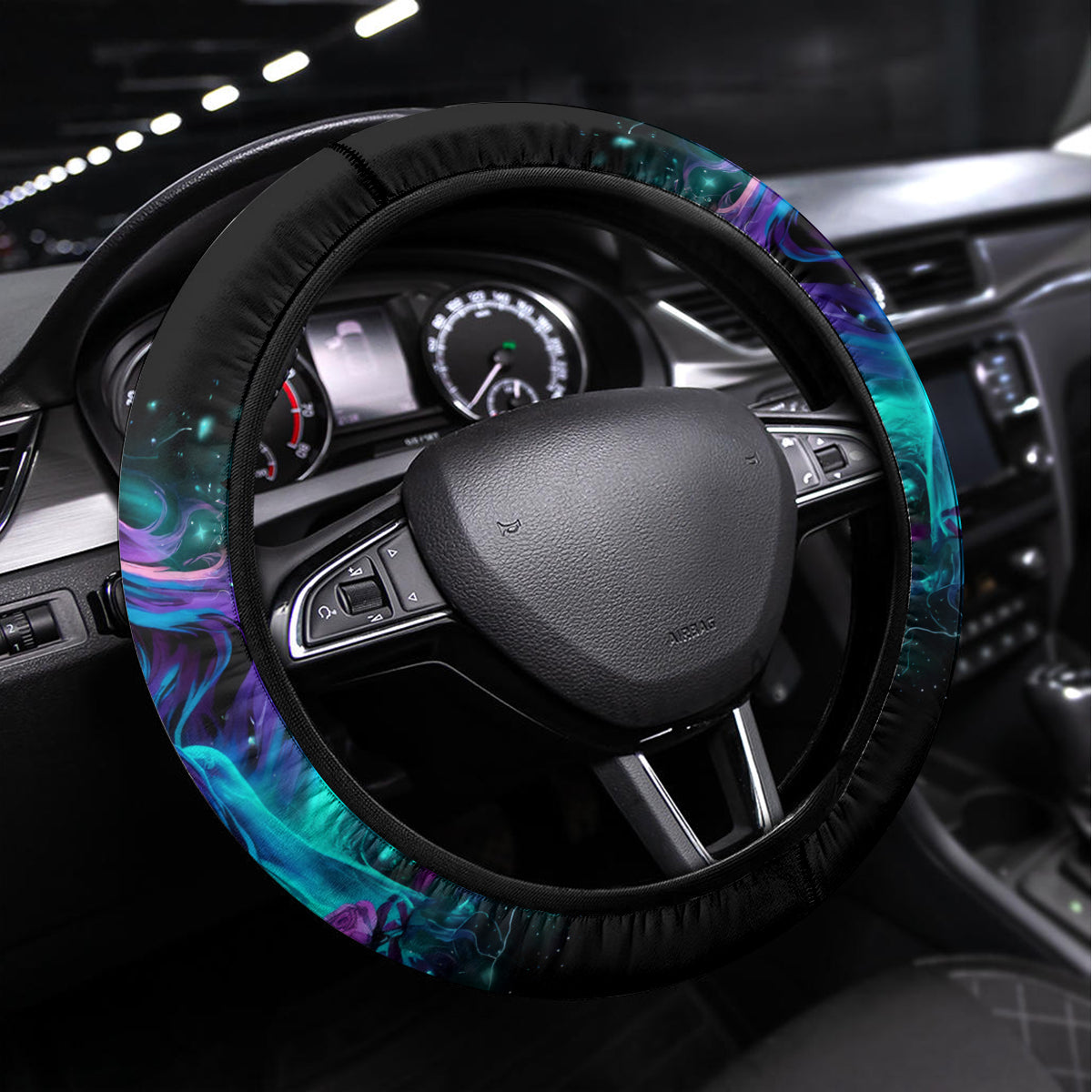 Flame Girl Skull Steering Wheel Cover The Good Girl In Me Got Tired Of The Bullshit - Wonder Print Shop