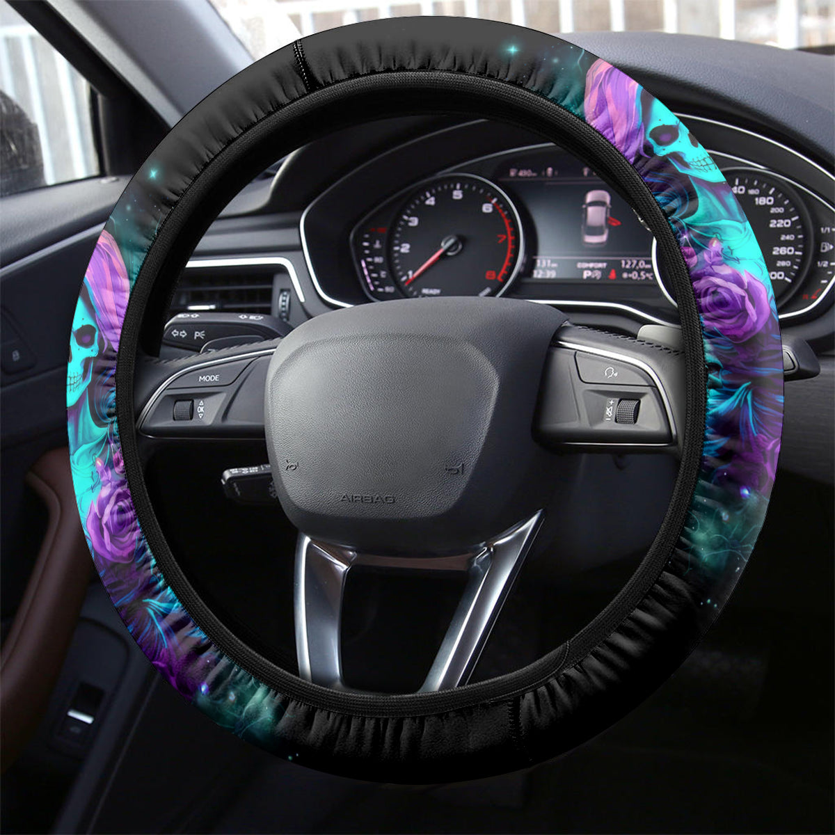 Flame Girl Skull Steering Wheel Cover The Good Girl In Me Got Tired Of The Bullshit - Wonder Print Shop