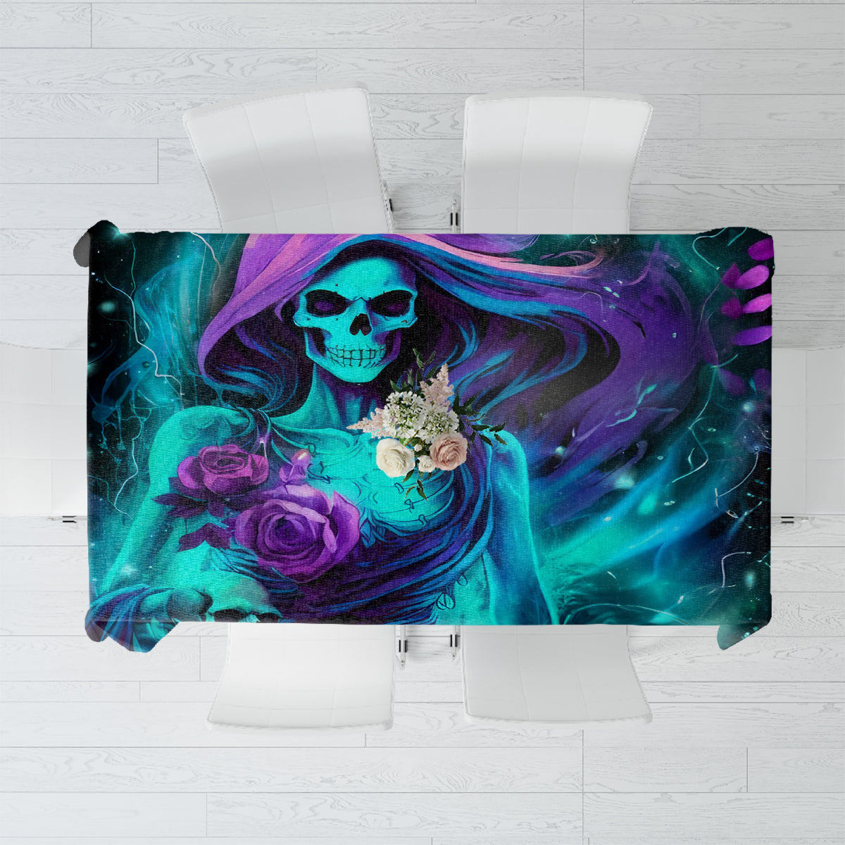 Flame Girl Skull Tablecloth The Good Girl In Me Got Tired Of The Bullshit - Wonder Print Shop