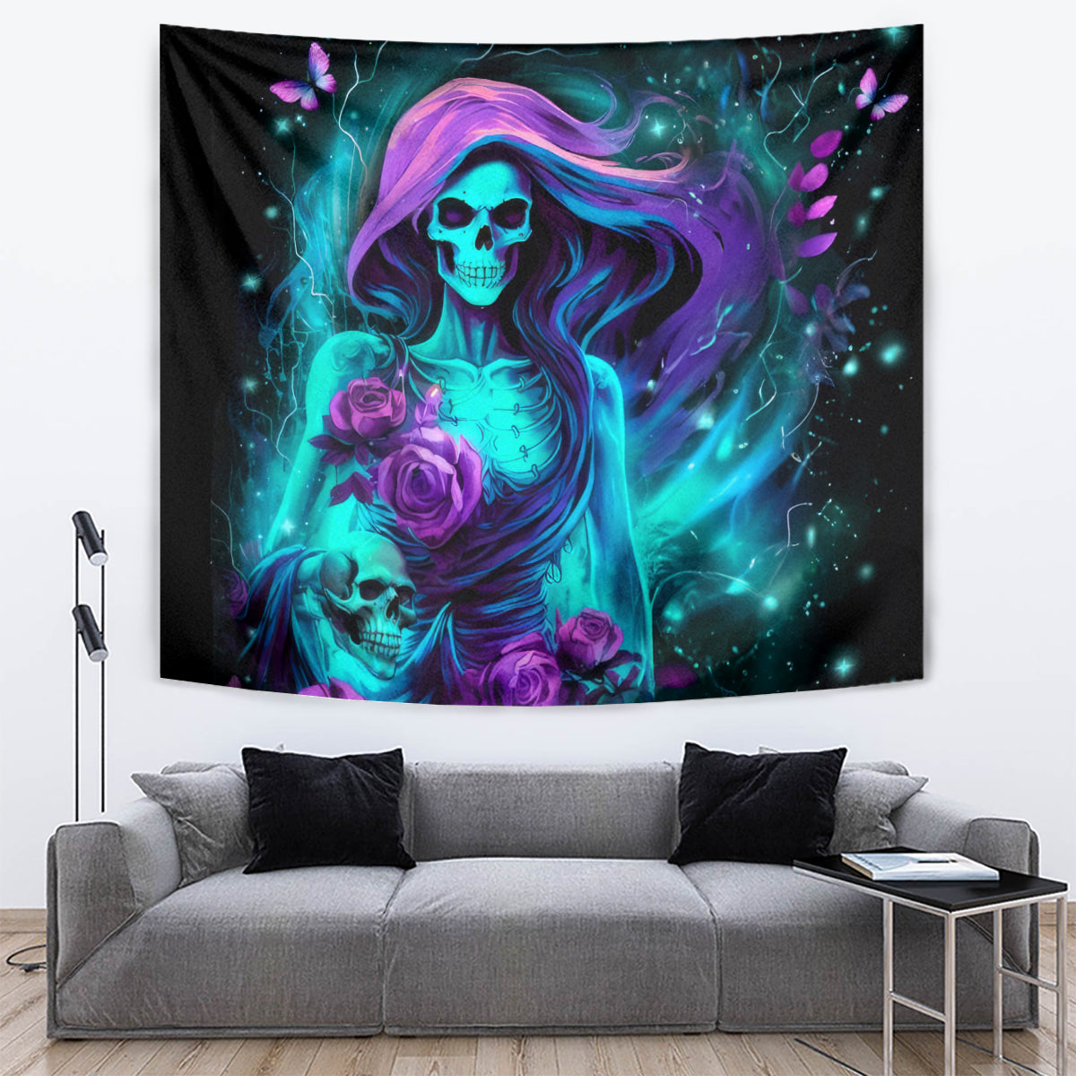 Flame Girl Skull Tapestry The Good Girl In Me Got Tired Of The Bullshit - Wonder Print Shop