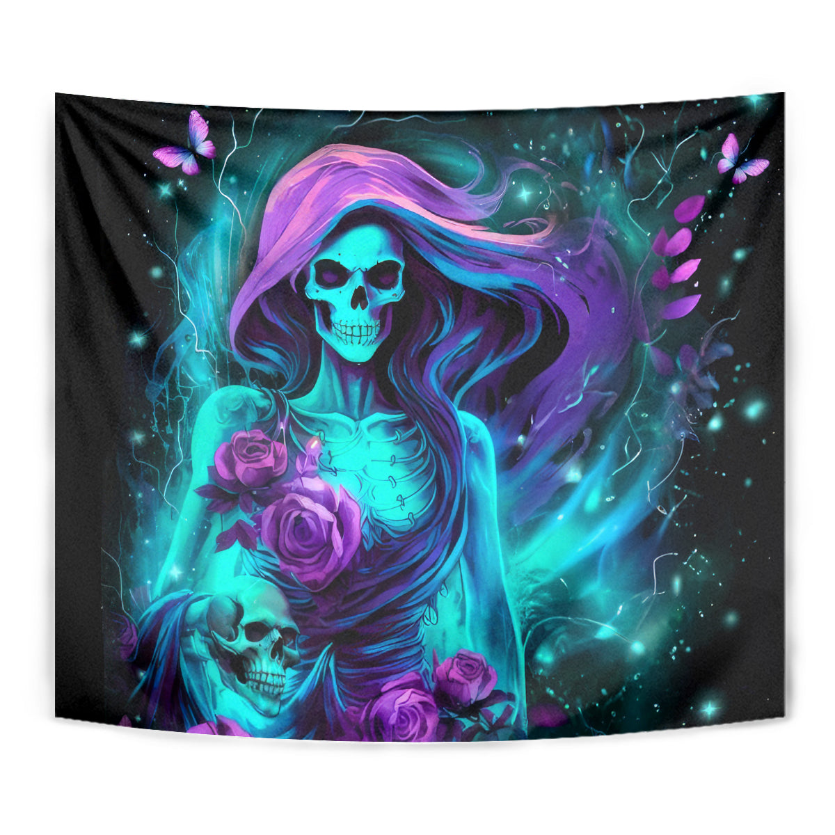 Flame Girl Skull Tapestry The Good Girl In Me Got Tired Of The Bullshit - Wonder Print Shop