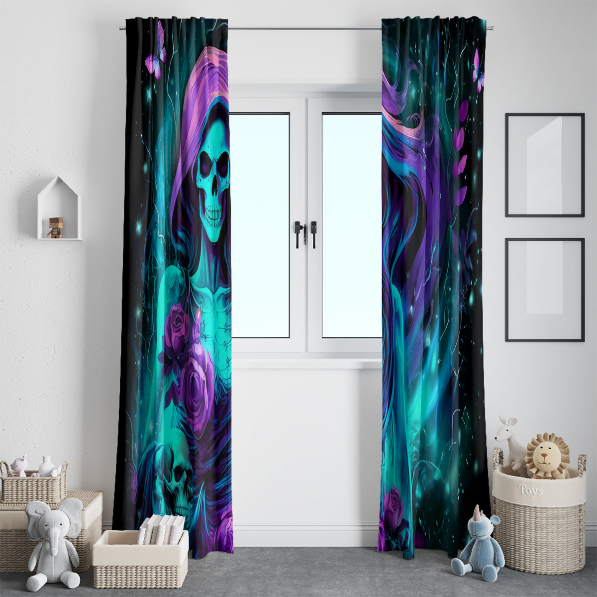 Flame Girl Skull Window Curtain The Good Girl In Me Got Tired Of The Bullshit - Wonder Print Shop