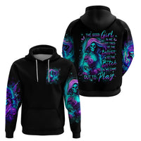 Flame Girl Skull Zip Hoodie The Good Girl In Me Got Tired Of The Bullshit - Wonder Print Shop