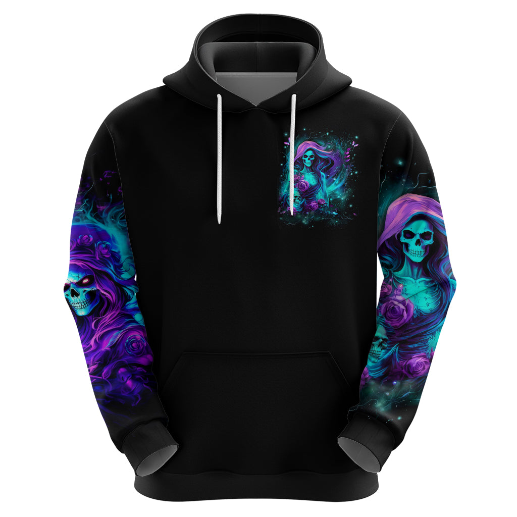 Flame Girl Skull Zip Hoodie The Good Girl In Me Got Tired Of The Bullshit - Wonder Print Shop