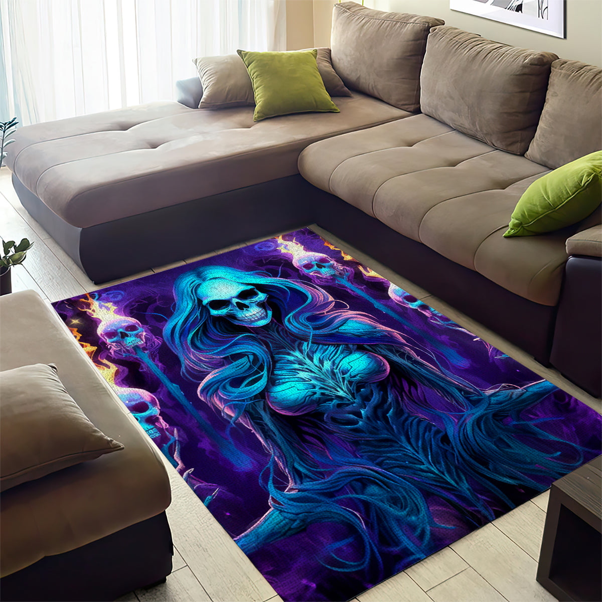 Witch Skull Area Rug Wake Up Beasuty I't Time To Beast - Wonder Print Shop