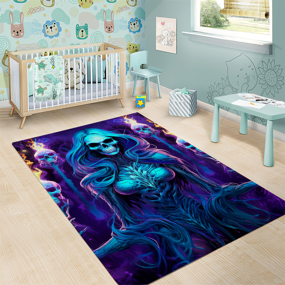 Witch Skull Area Rug Wake Up Beasuty I't Time To Beast - Wonder Print Shop