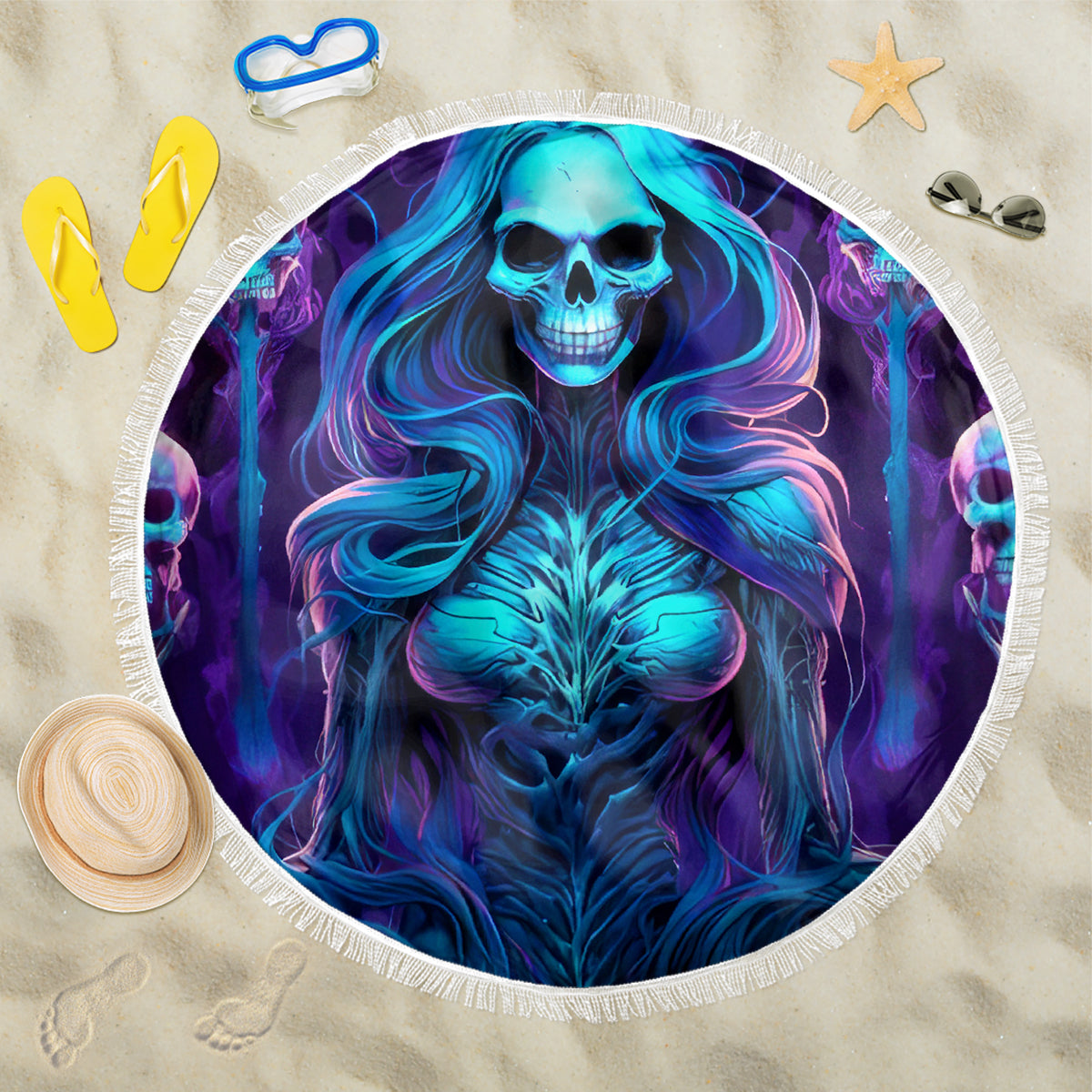 Witch Skull Beach Blanket Wake Up Beasuty I't Time To Beast - Wonder Print Shop