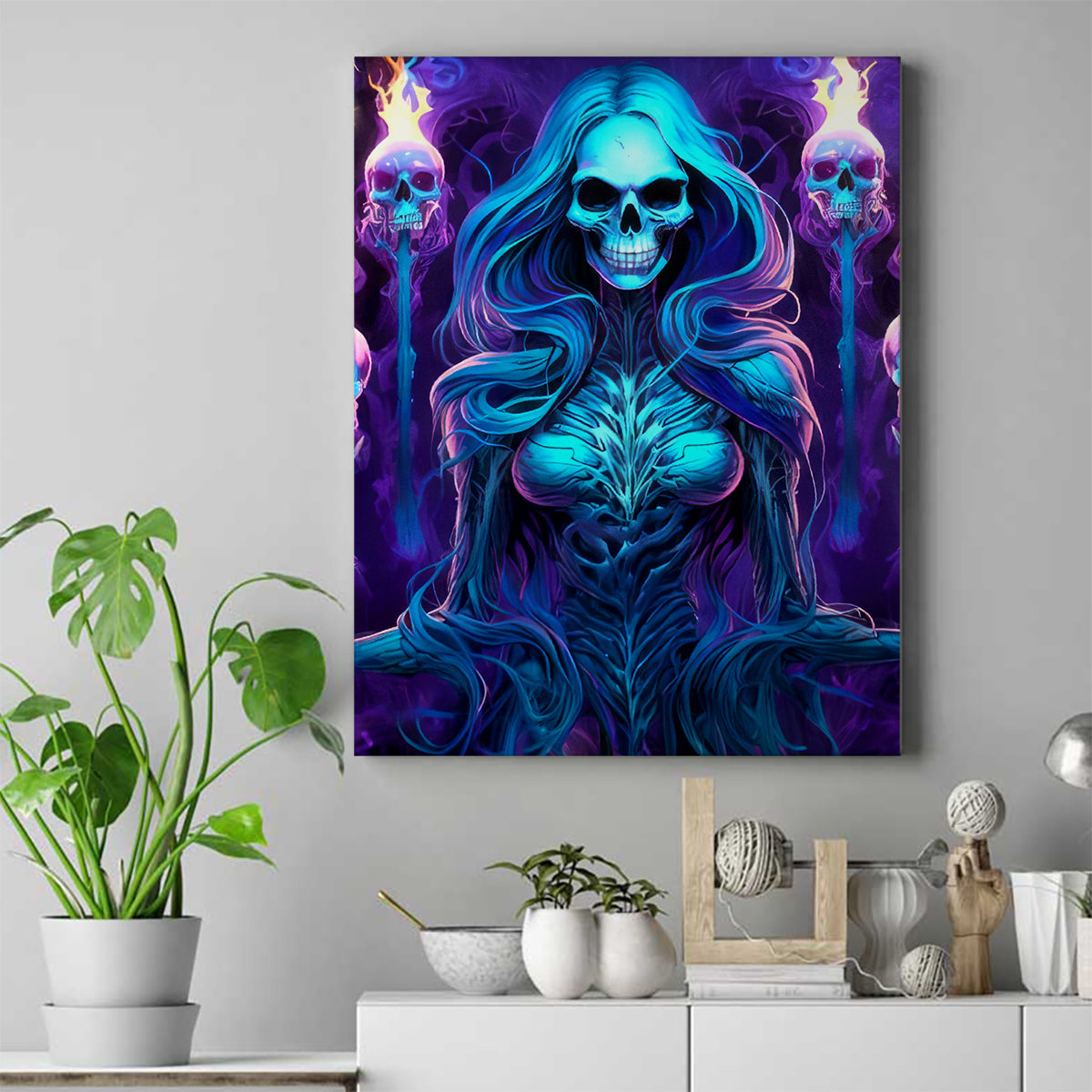 Witch Skull Canvas Wall Art Wake Up Beasuty I't Time To Beast - Wonder Print Shop