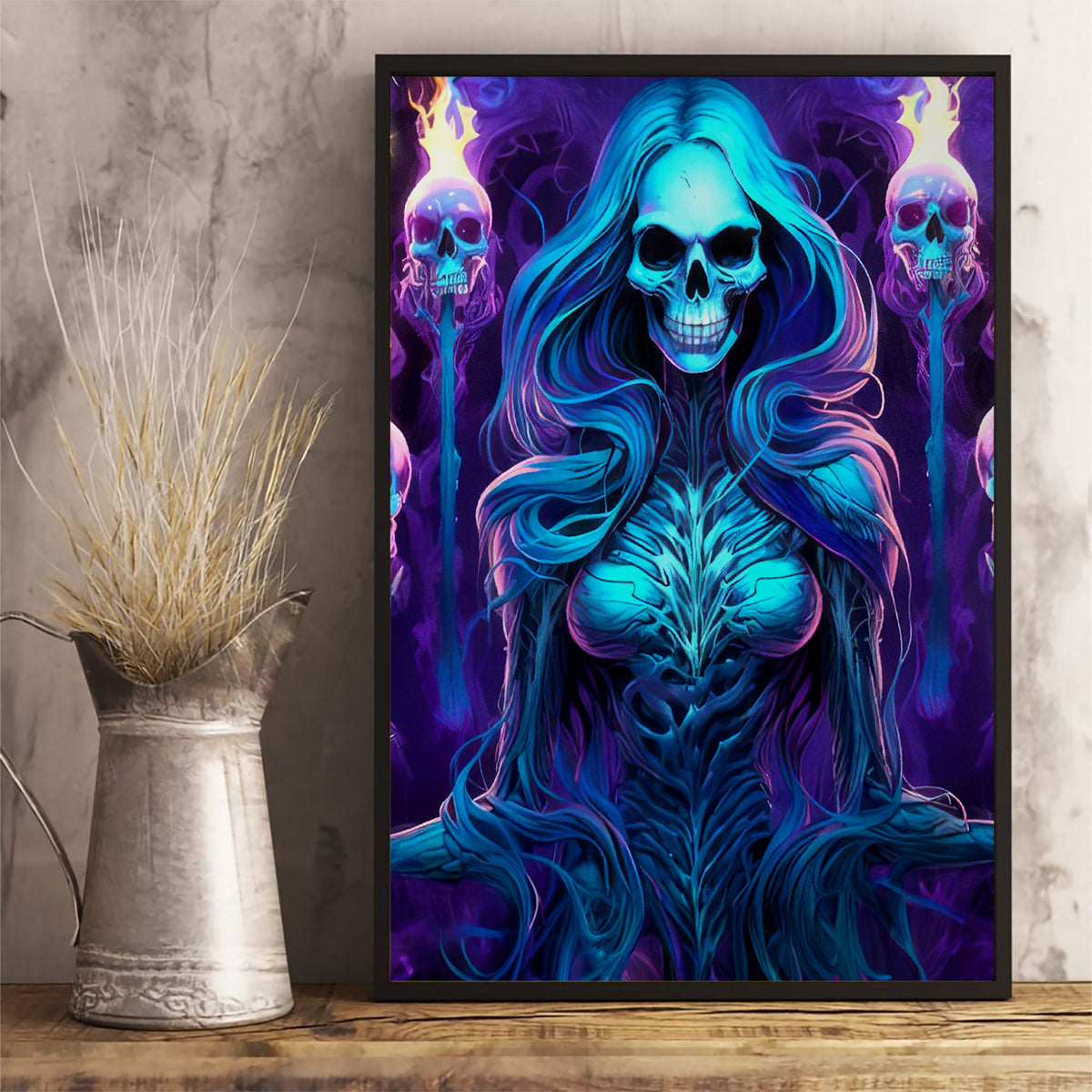 Witch Skull Canvas Wall Art Wake Up Beasuty I't Time To Beast - Wonder Print Shop