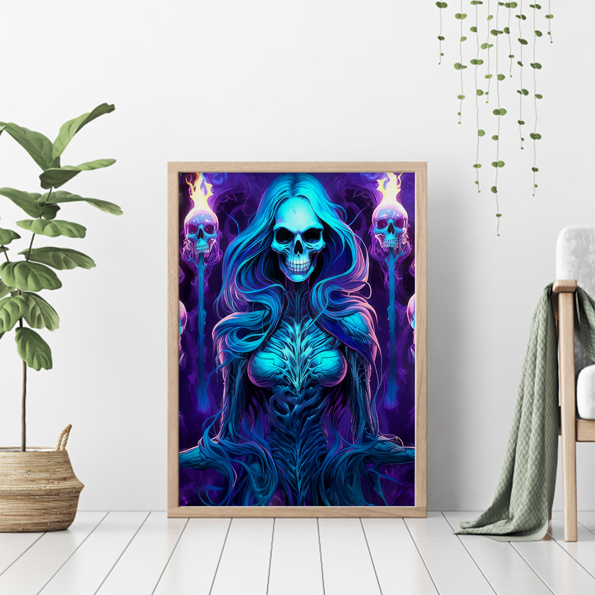 Witch Skull Canvas Wall Art Wake Up Beasuty I't Time To Beast - Wonder Print Shop