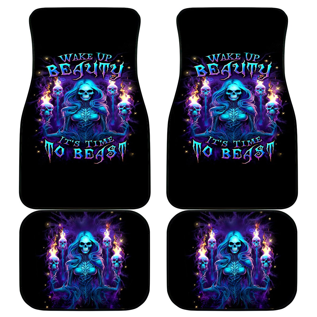 Witch Skull Car Mats Wake Up Beasuty I't Time To Beast - Wonder Print Shop