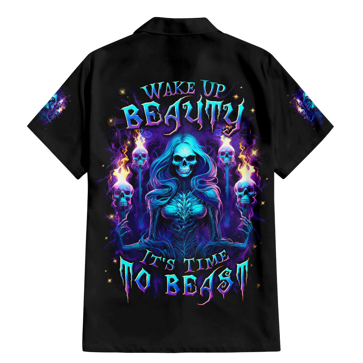 Witch Skull Family Matching Mermaid Dress and Hawaiian Shirt Wake Up Beasuty I't Time To Beast - Wonder Print Shop