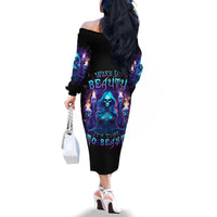 Witch Skull Family Matching Off Shoulder Long Sleeve Dress and Hawaiian Shirt Wake Up Beasuty I't Time To Beast - Wonder Print Shop