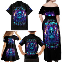 Witch Skull Family Matching Off Shoulder Maxi Dress and Hawaiian Shirt Wake Up Beasuty I't Time To Beast - Wonder Print Shop
