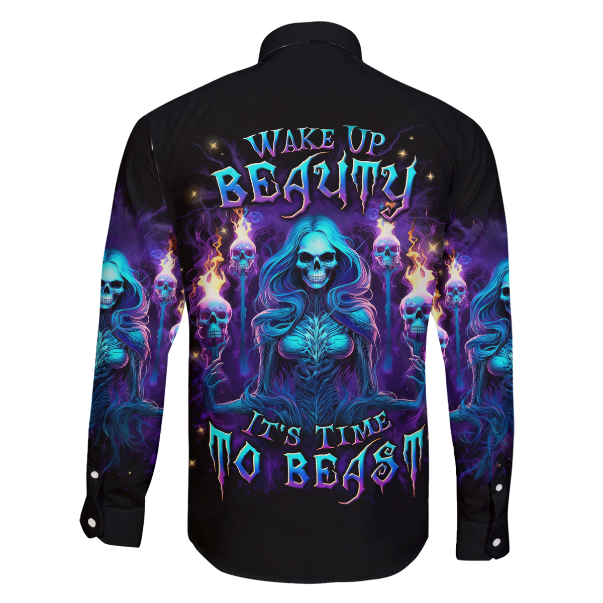 Witch Skull Family Matching Summer Maxi Dress and Hawaiian Shirt Wake Up Beasuty I't Time To Beast - Wonder Print Shop