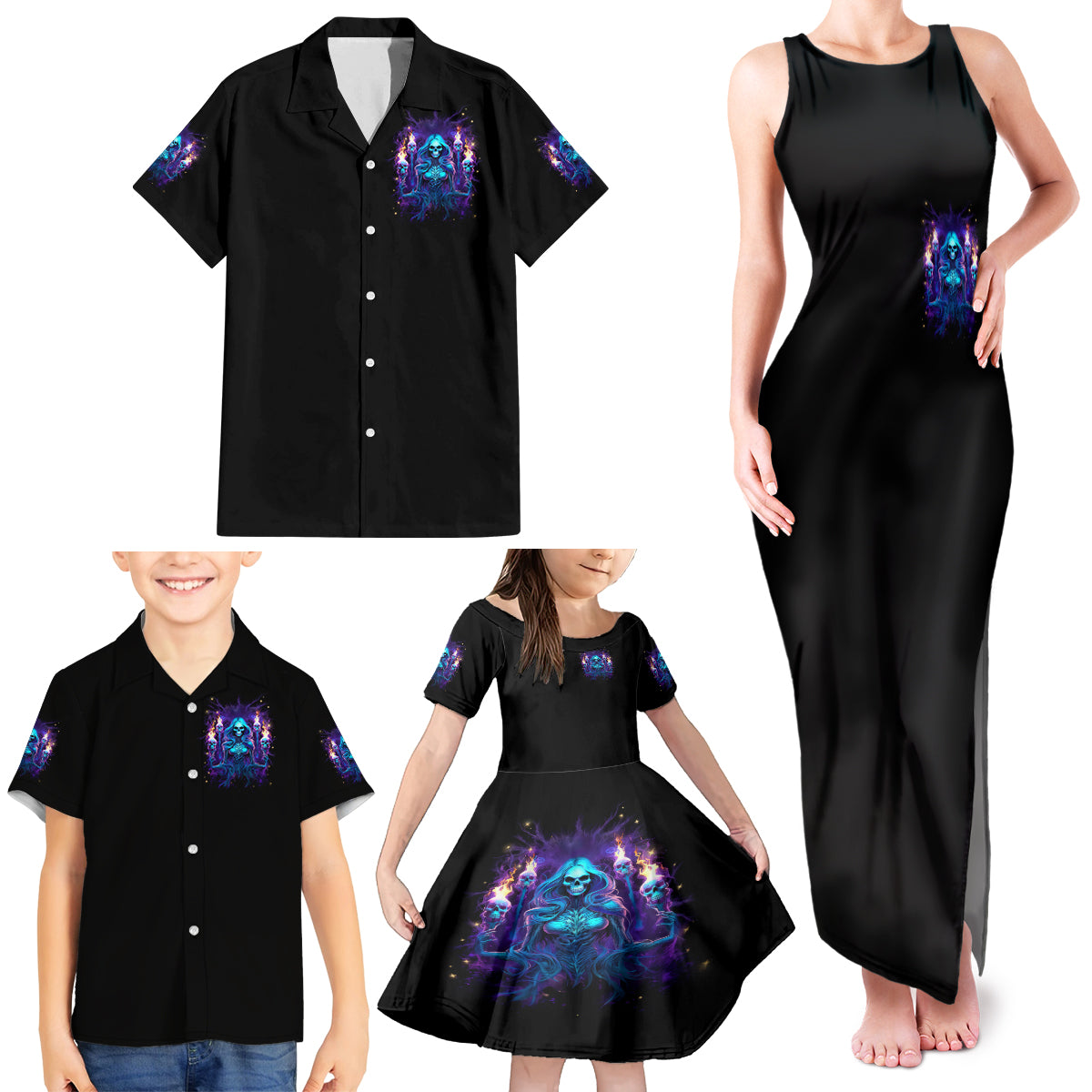 Witch Skull Family Matching Tank Maxi Dress and Hawaiian Shirt Wake Up Beasuty I't Time To Beast - Wonder Print Shop