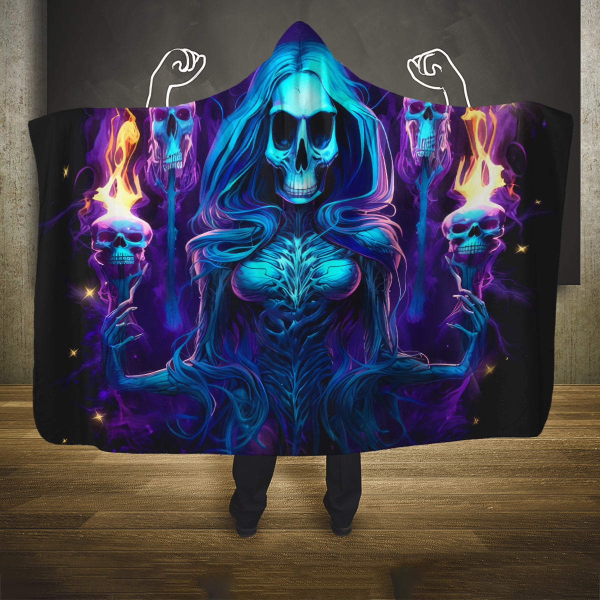 Witch Skull Hooded Blanket Wake Up Beasuty I't Time To Beast