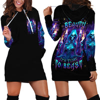 Witch Skull Hoodie Dress Wake Up Beasuty I't Time To Beast - Wonder Print Shop