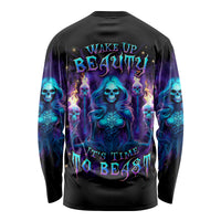 Witch Skull Long Sleeve Shirt Wake Up Beasuty I't Time To Beast - Wonder Print Shop