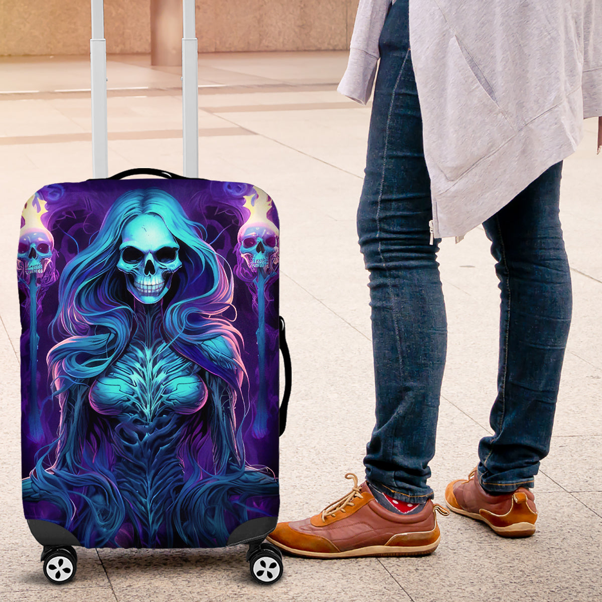 Witch Skull Luggage Cover Wake Up Beasuty I't Time To Beast - Wonder Print Shop