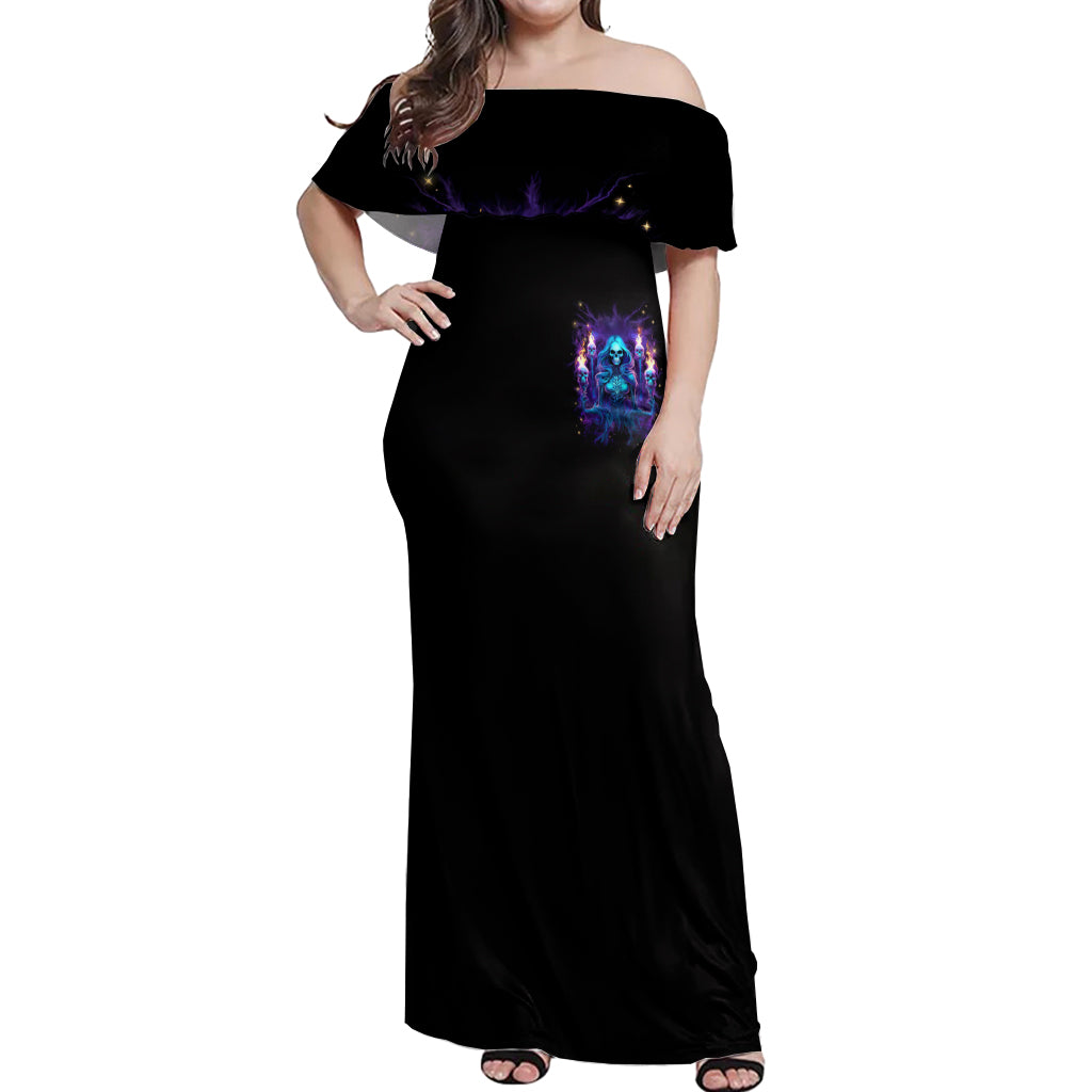 Witch Skull Off Shoulder Maxi Dress Wake Up Beasuty I't Time To Beast - Wonder Print Shop