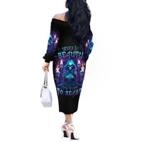 Witch Skull Off The Shoulder Long Sleeve Dress Wake Up Beasuty I't Time To Beast - Wonder Print Shop