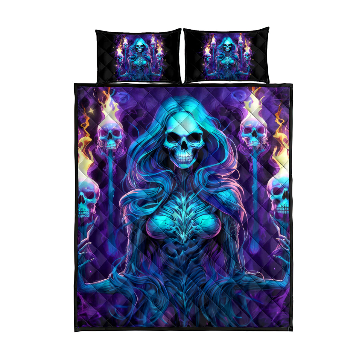 Witch Skull Quilt Bed Set Wake Up Beasuty I't Time To Beast - Wonder Print Shop